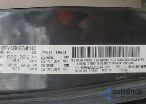 2012 Dodge Grand Caravan Sxt z USA, uszkodzony, nr VIN 2C4RDGCG2CR131874